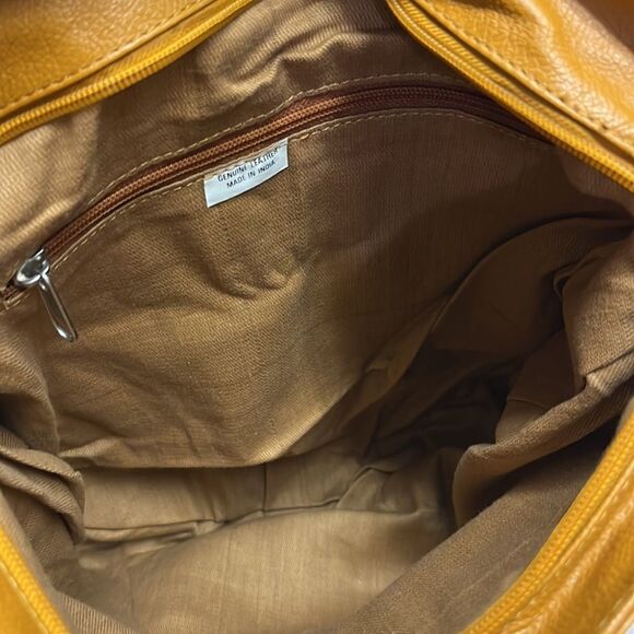 Genuine Leather Camel Shoulder Purse w/ Braided Accent & Silver-Tone Hardware - Picture 10 of 16